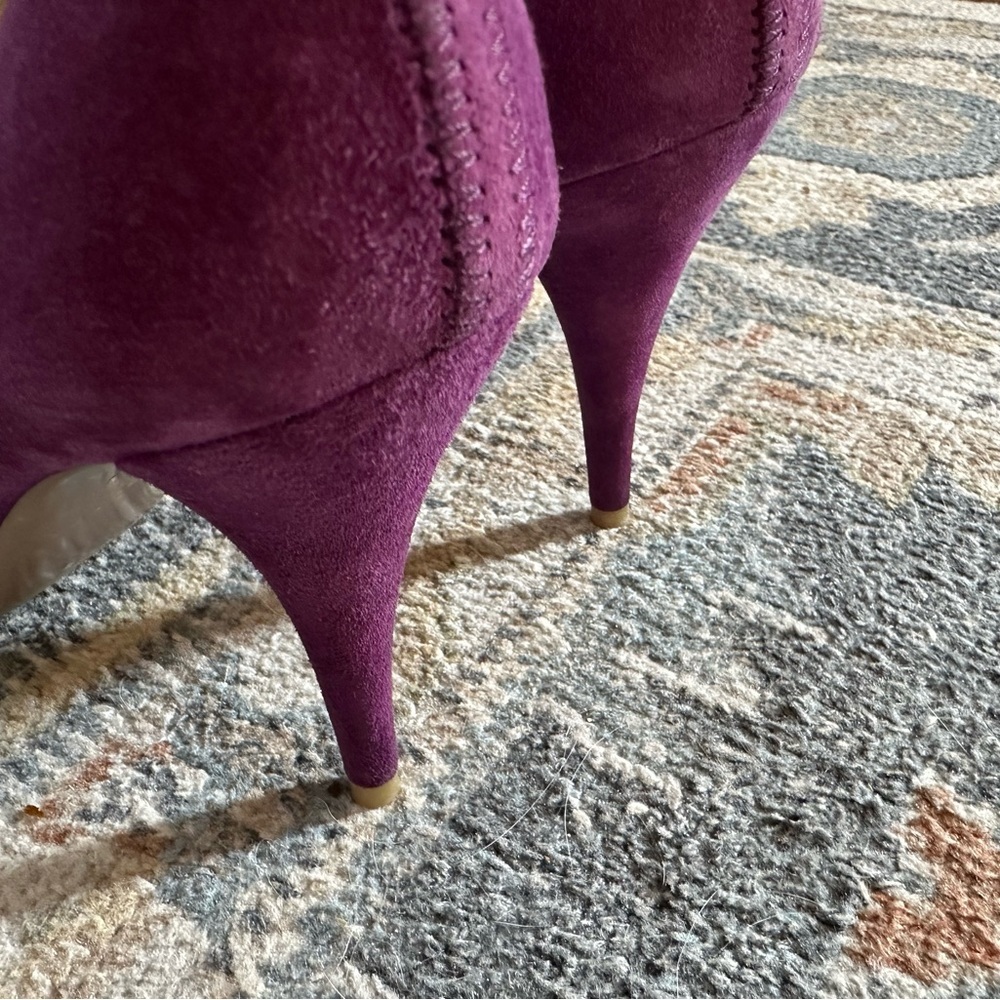 Sz 37 1/2 Prada Women's Purple Peep Toe Heels - Picture 6 of 11